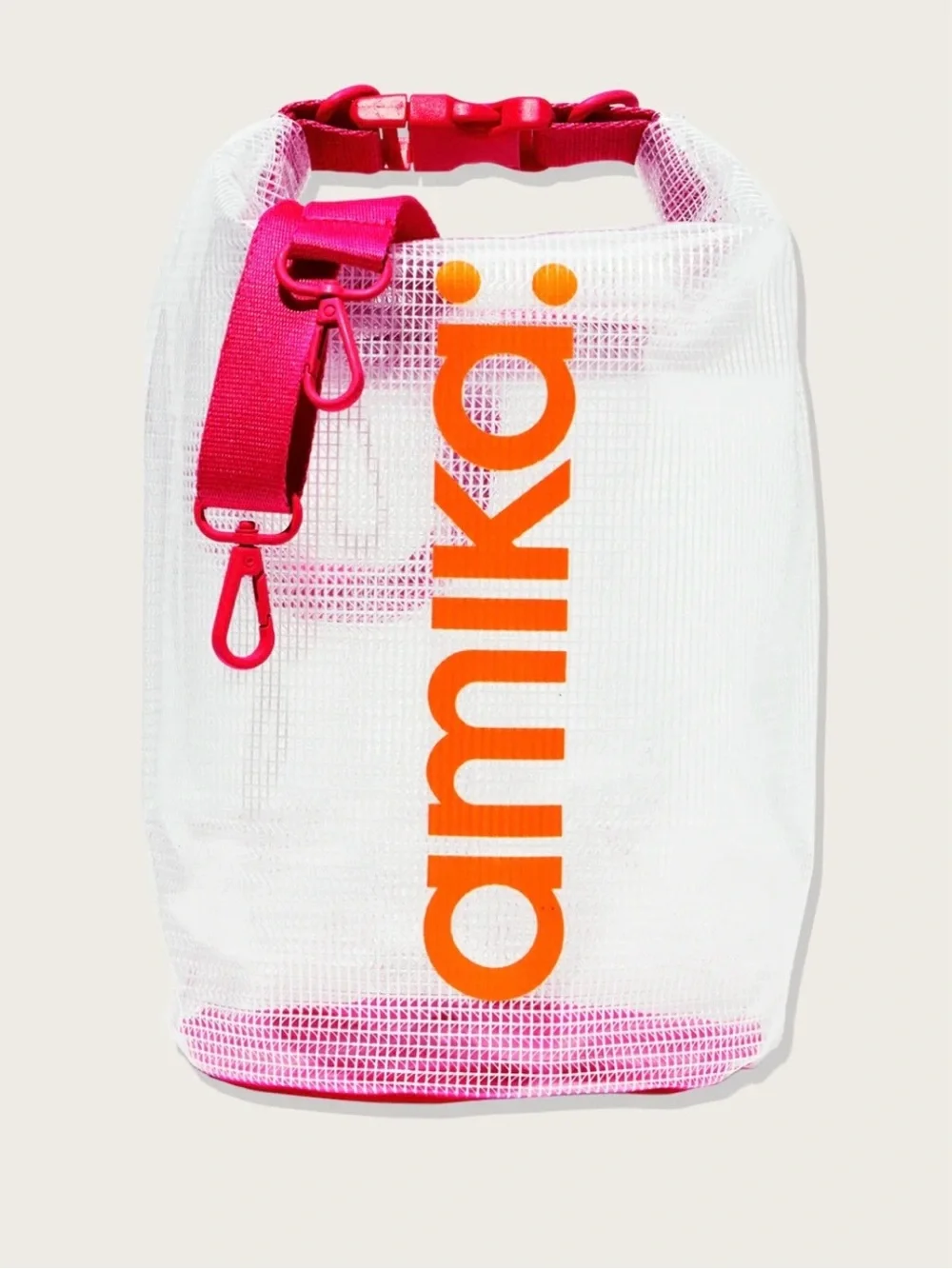 Amika Limited Edition Clear Mesh Crossbody Bag Hot Pink Orange Y2K